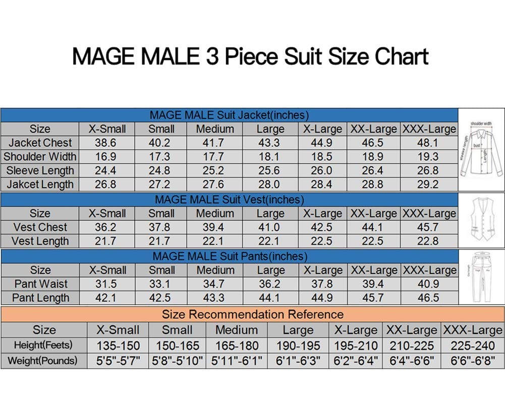 Men's 3 Pieces Suit Elegant Solid One Button Slim Fit Single Breasted Party Blazer Vest Pants Set. Black - SHOWLU FASHION STORE