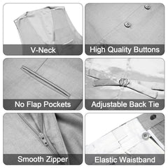 Men's 3 Pieces Suit Elegant Solid One Button Slim Fit Single Breasted Party Blazer Vest Pants Set. Black - SHOWLU FASHION STORE