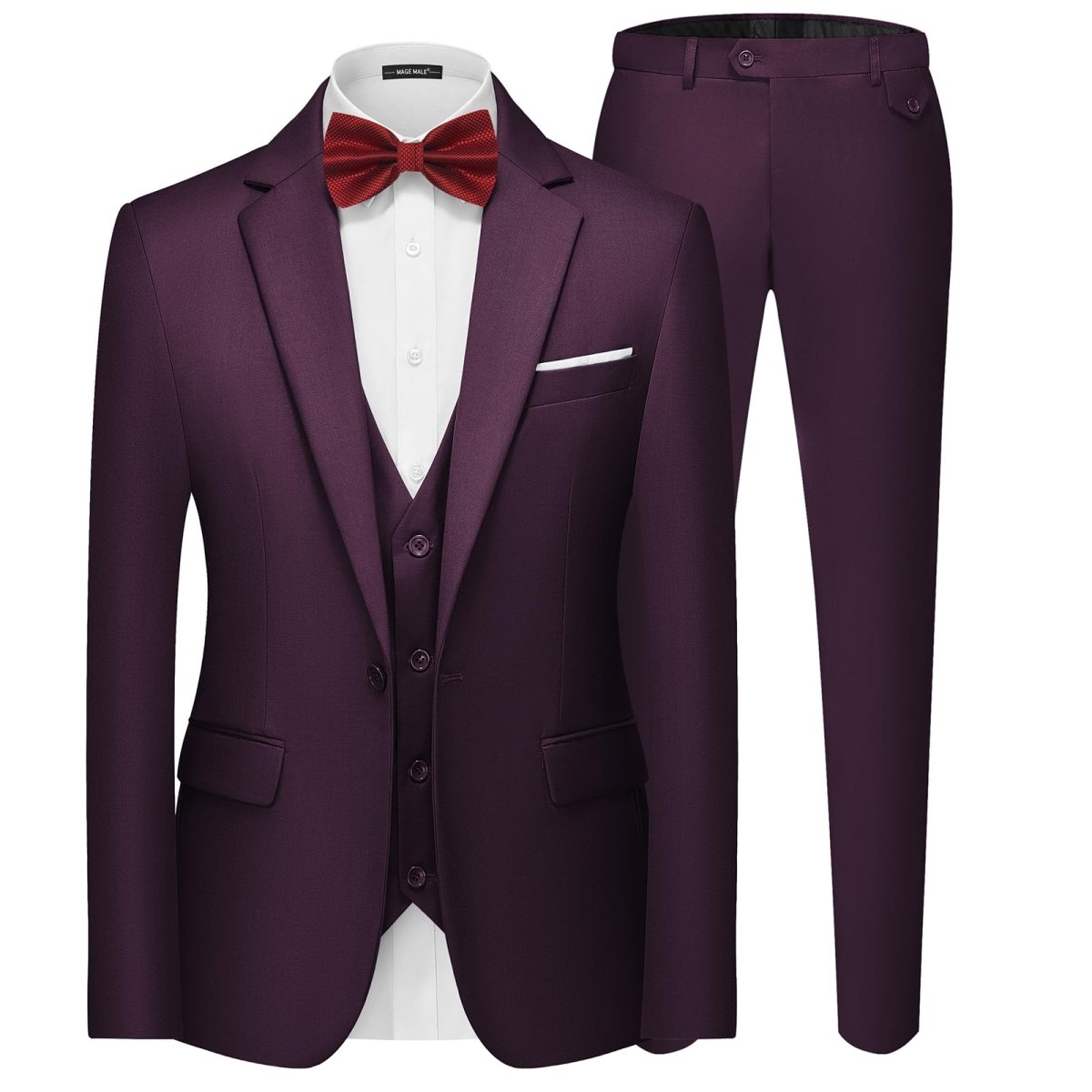 Men's black 3-piece slim fit suit with single-breasted blazer, vest, and pants, from SHOWLU FASHION STORE.