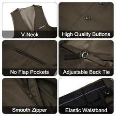 Men's 3 Pieces Suit Elegant Solid One Button Slim Fit Single Breasted Party Blazer Vest Pants Set. Black - SHOWLU FASHION STORE