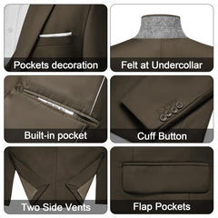 Men's 3 Pieces Suit Elegant Solid One Button Slim Fit Single Breasted Party Blazer Vest Pants Set. Black - SHOWLU FASHION STORE