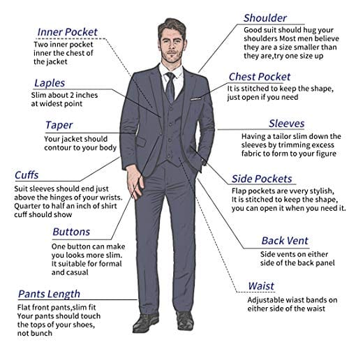 Men's black 3-piece slim fit suit from SHOWLU FASHION STORE, includes blazer, vest, and pants, perfect for formal or party occasions.