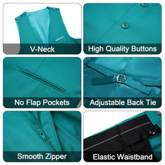 Men's 3 Pieces Suit Elegant Solid One Button Slim Fit Single Breasted Party Blazer Vest Pants Set. Black - SHOWLU FASHION STORE