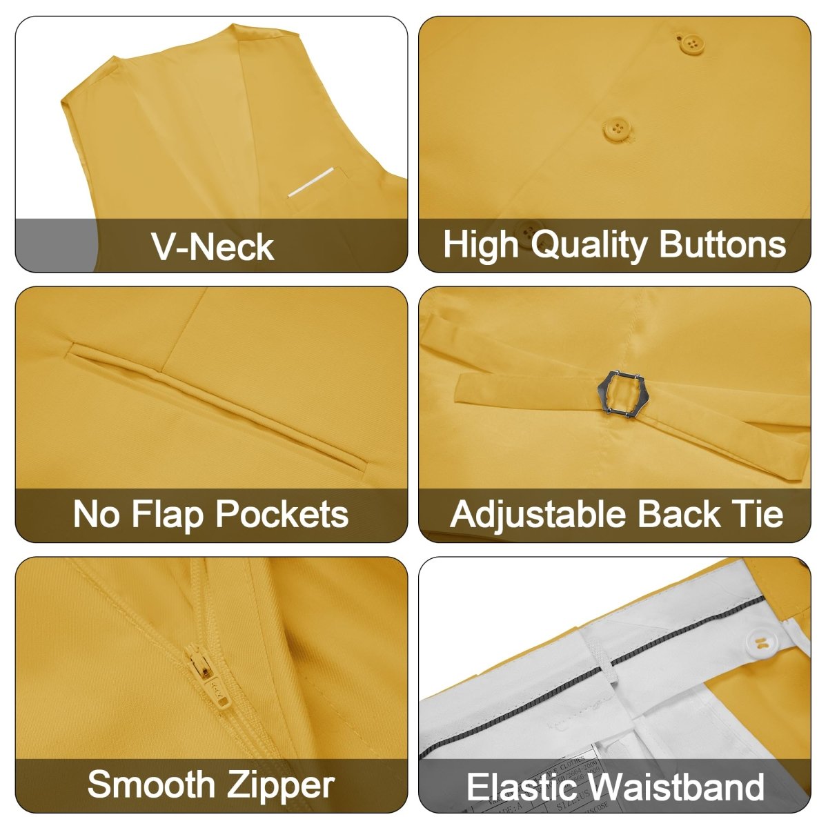 Men's 3 Pieces Suit Elegant Solid One Button Slim Fit Single Breasted Party Blazer Vest Pants Set. Black - SHOWLU FASHION STORE