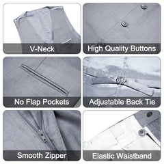 Men's 3 Pieces Suit Elegant Solid One Button Slim Fit Single Breasted Party Blazer Vest Pants Set. Black - SHOWLU FASHION STORE