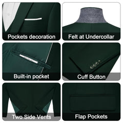 Men's 3 Pieces Suit Elegant Solid One Button Slim Fit Single Breasted Party Blazer Vest Pants Set. Black - SHOWLU FASHION STORE