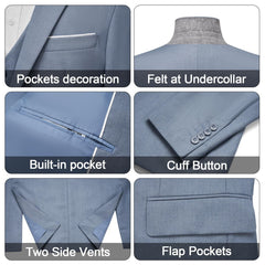 Men's 3 Pieces Suit Elegant Solid One Button Slim Fit Single Breasted Party Blazer Vest Pants Set. Black - SHOWLU FASHION STORE