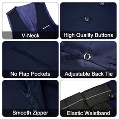 Men's 3 Pieces Suit Elegant Solid One Button Slim Fit Single Breasted Party Blazer Vest Pants Set. Black - SHOWLU FASHION STORE