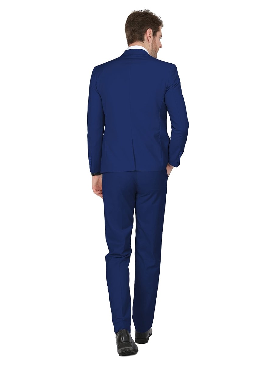Showlu Fashion Men's 3-piece slim fit suit with black blazer, vest, and pants, featuring a single-button design for formal occasions.