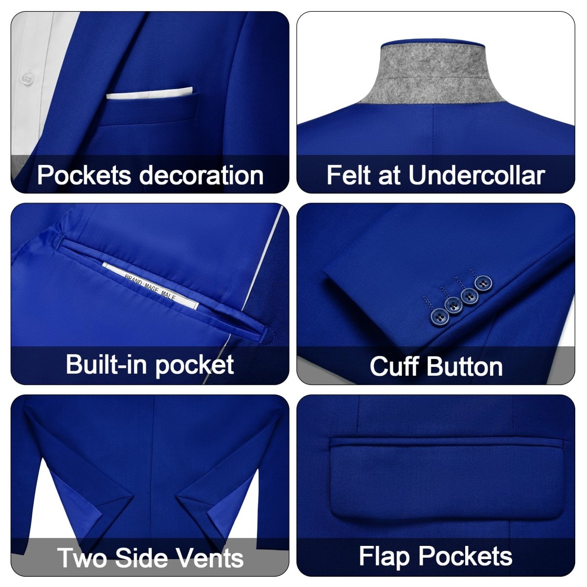 Men's 3 Pieces Suit Elegant Solid One Button Slim Fit Single Breasted Party Blazer Vest Pants Set. Black - SHOWLU FASHION STORE