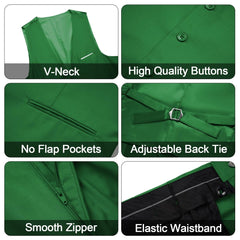 Men's 3 Pieces Suit Elegant Solid One Button Slim Fit Single Breasted Party Blazer Vest Pants Set. Black - SHOWLU FASHION STORE