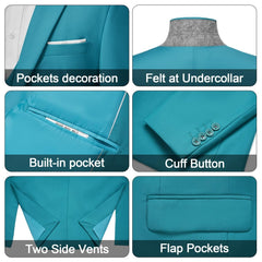 Men's 3 Pieces Suit Elegant Solid One Button Slim Fit Single Breasted Party Blazer Vest Pants Set. Black - SHOWLU FASHION STORE