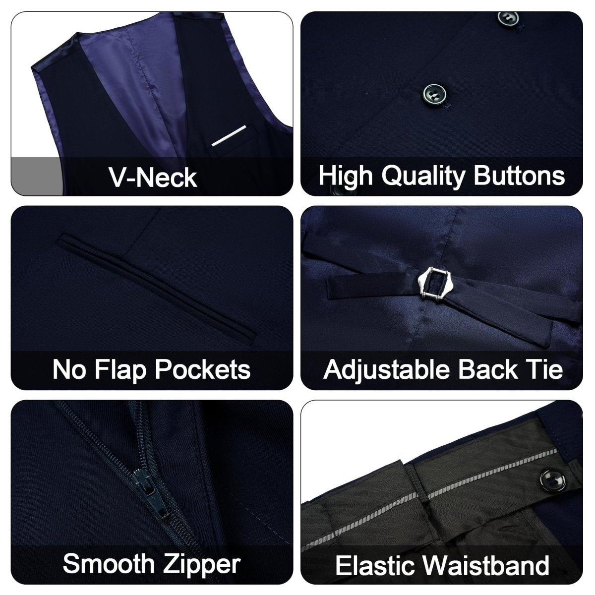 Men's 3 Pieces Suit Elegant Solid One Button Slim Fit Single Breasted Party Blazer Vest Pants Set. Black - SHOWLU FASHION STORE