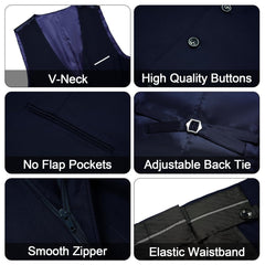 Men's 3 Pieces Suit Elegant Solid One Button Slim Fit Single Breasted Party Blazer Vest Pants Set. Black - SHOWLU FASHION STORE