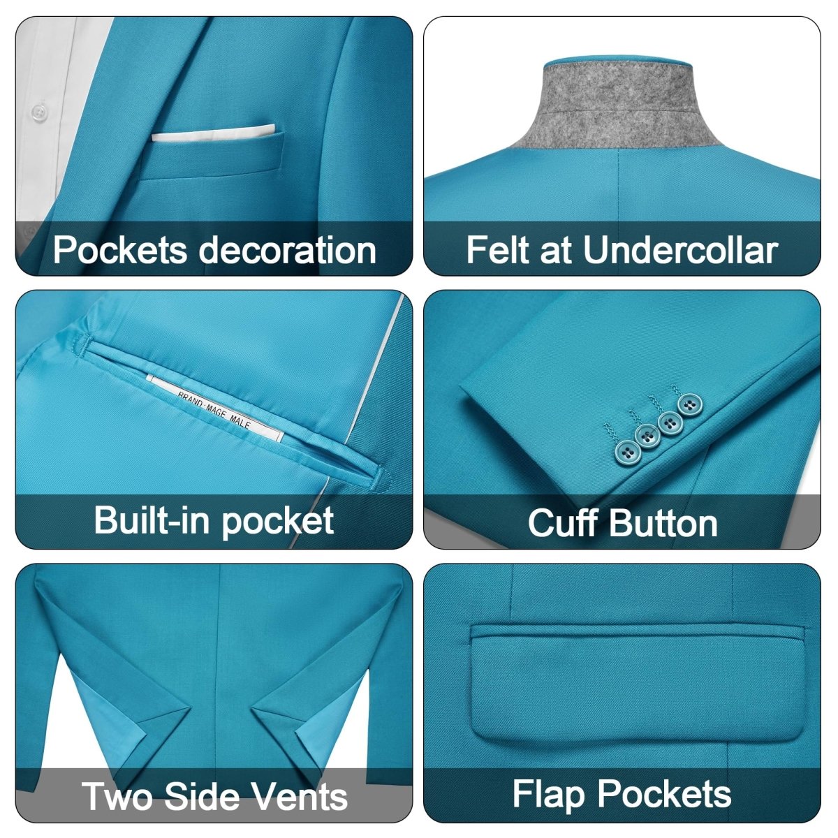 Men's 3 Pieces Suit Elegant Solid One Button Slim Fit Single Breasted Party Blazer Vest Pants Set. Black - SHOWLU FASHION STORE