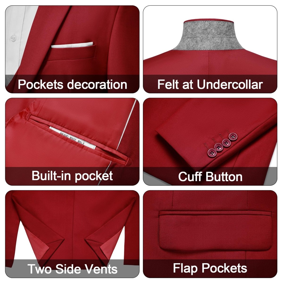 Men's 3 Pieces Suit Elegant Solid One Button Slim Fit Single Breasted Party Blazer Vest Pants Set. Black - SHOWLU FASHION STORE