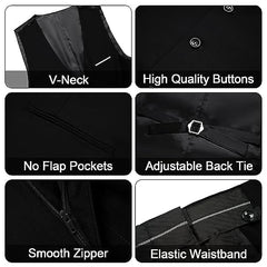 Men's 3 Pieces Suit Elegant Solid One Button Slim Fit Single Breasted Party Blazer Vest Pants Set. Black - SHOWLU FASHION STORE