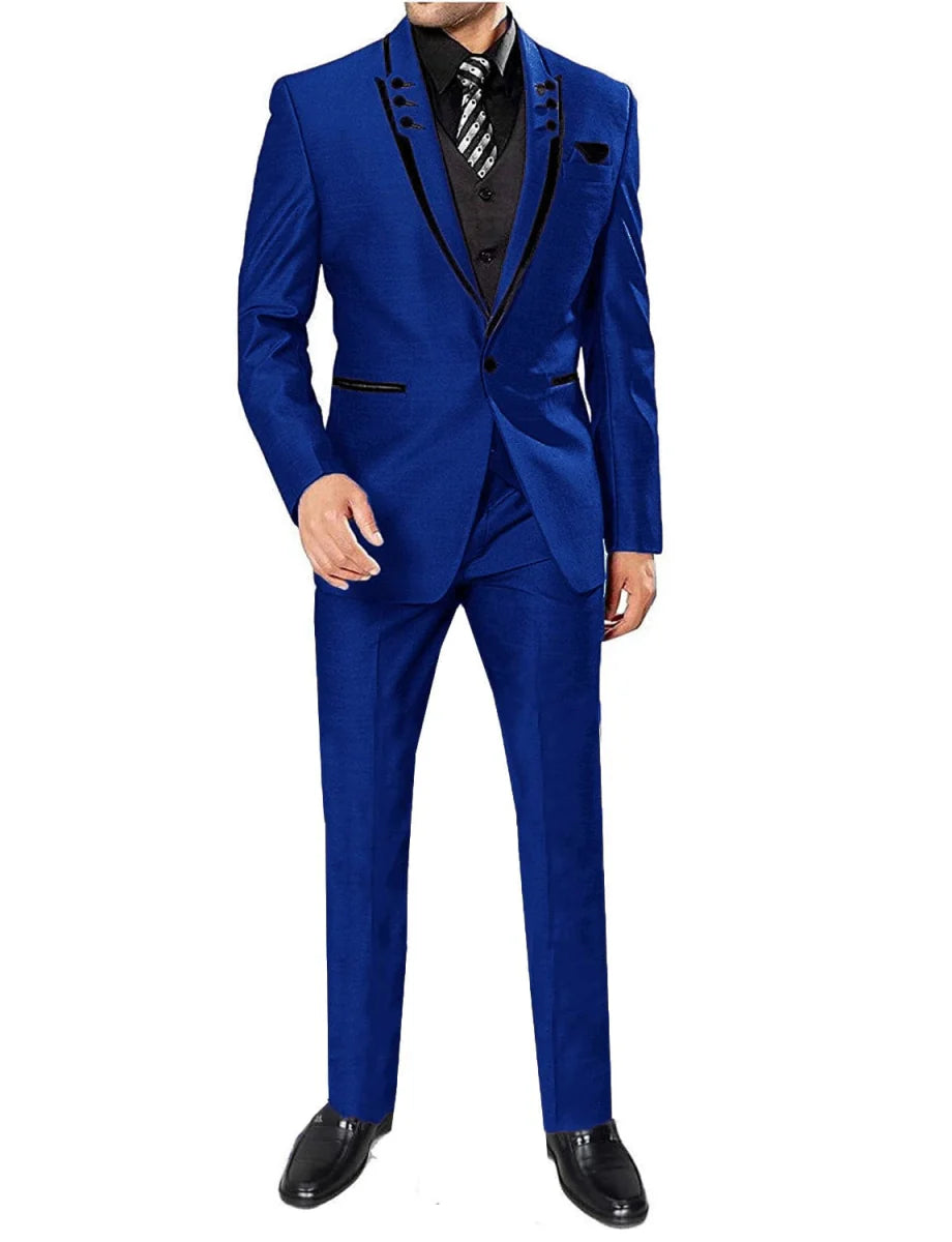 Kromoc Men's 3-Piece Skinny Fit Suit by SHOWLU FASHION STORE featuring a cotton wool tuxedo jacket, vest, and pants for business and formal events.