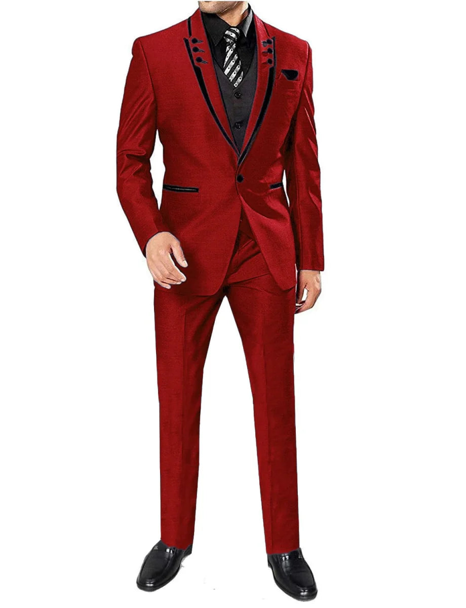 Kromoc men's 3-piece skinny fit suit by SHOWLU FASHION STORE with tuxedo jacket, vest, and pants, ideal for business and formal occasions.