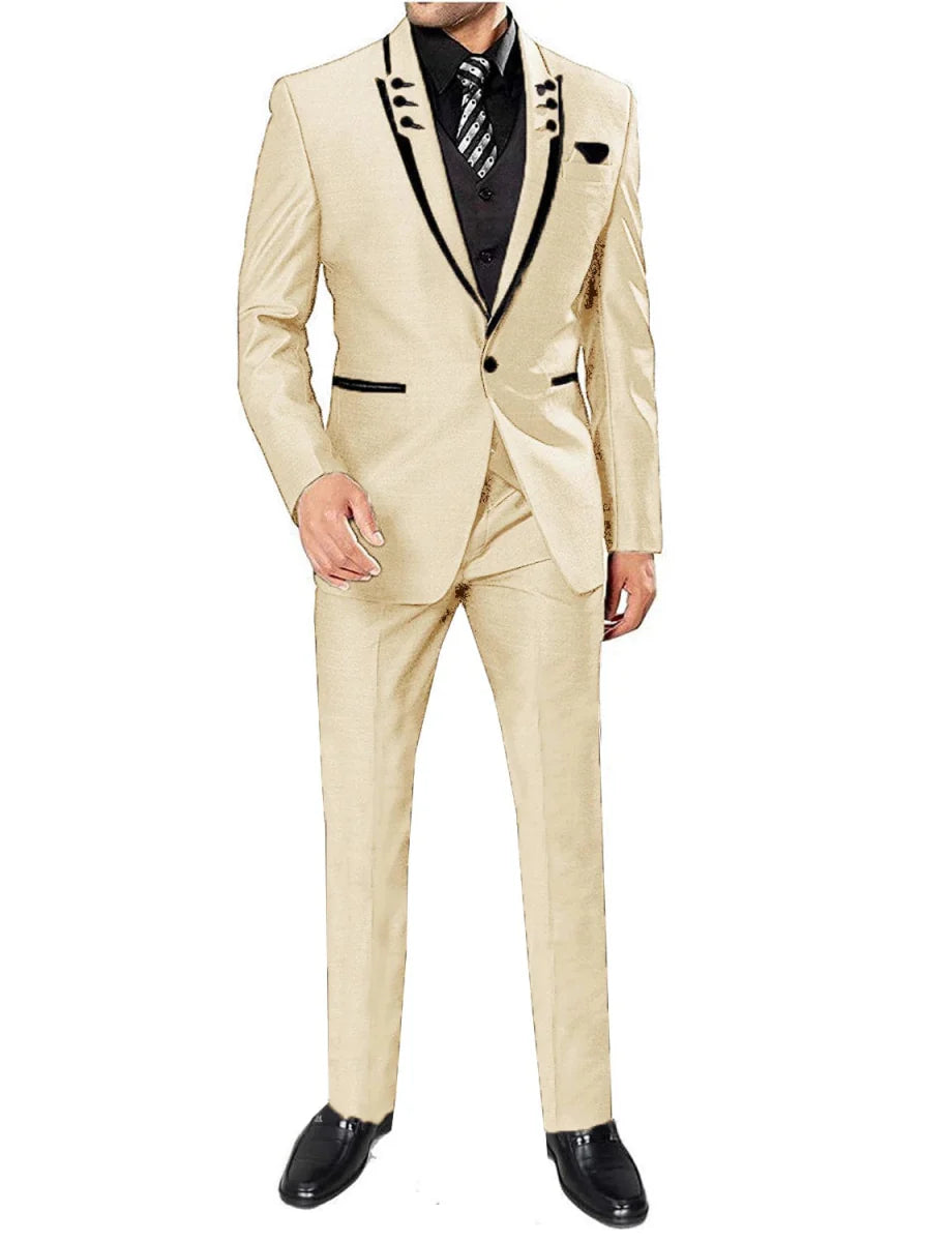 Kromoc Men's 3-Piece Skinny Fit Suit by SHOWLU FASHION STORE, cotton wool tuxedo with jacket, vest, and pants for business or wedding.