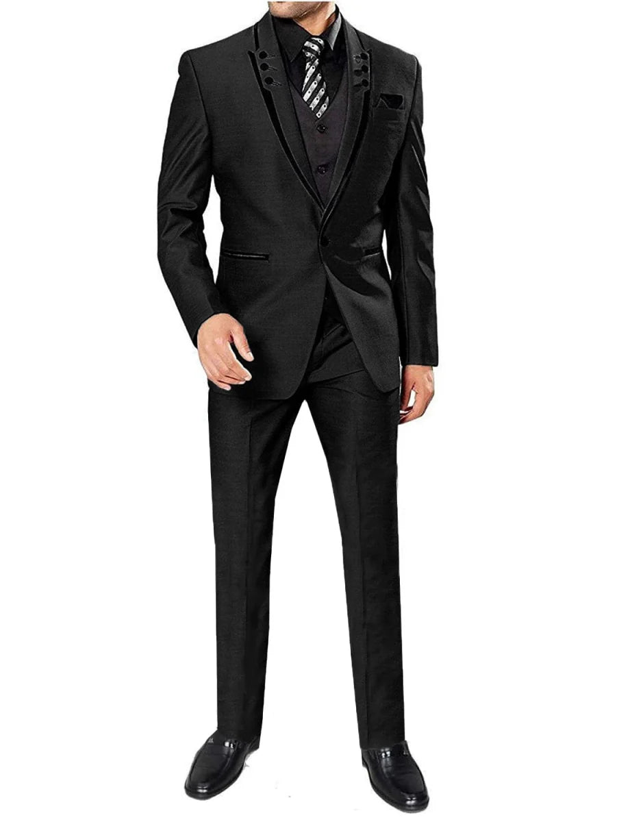 Kromoc men's 3-piece skinny fit suit by SHOWLU FASHION STORE, cotton-wool tuxedo jacket, pants, and vest for business and occasions