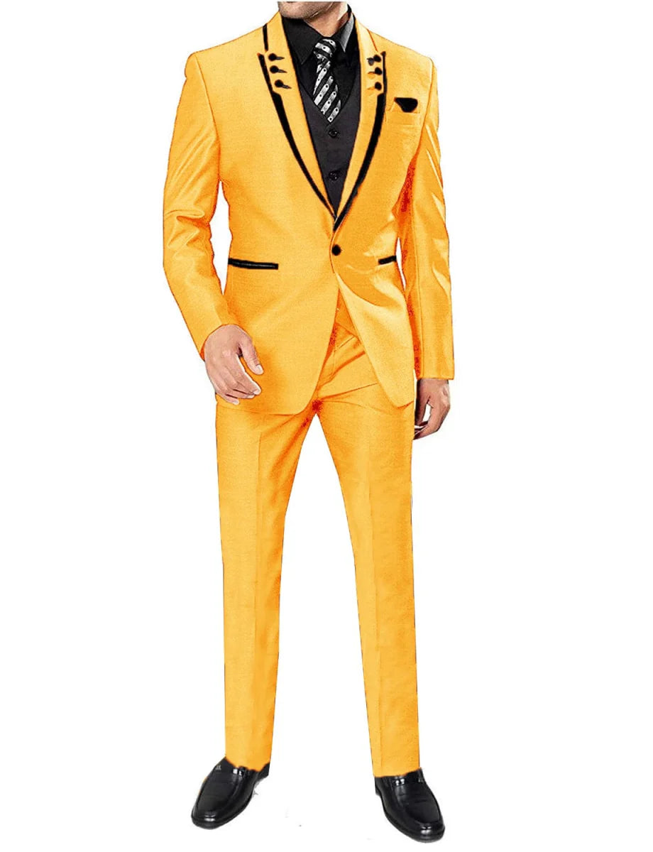 Kromoc Men's 3-Piece Skinny Fit Suit by SHOWLU FASHION STORE featuring a cotton wool tuxedo jacket, pants, and vest for business or wedding.