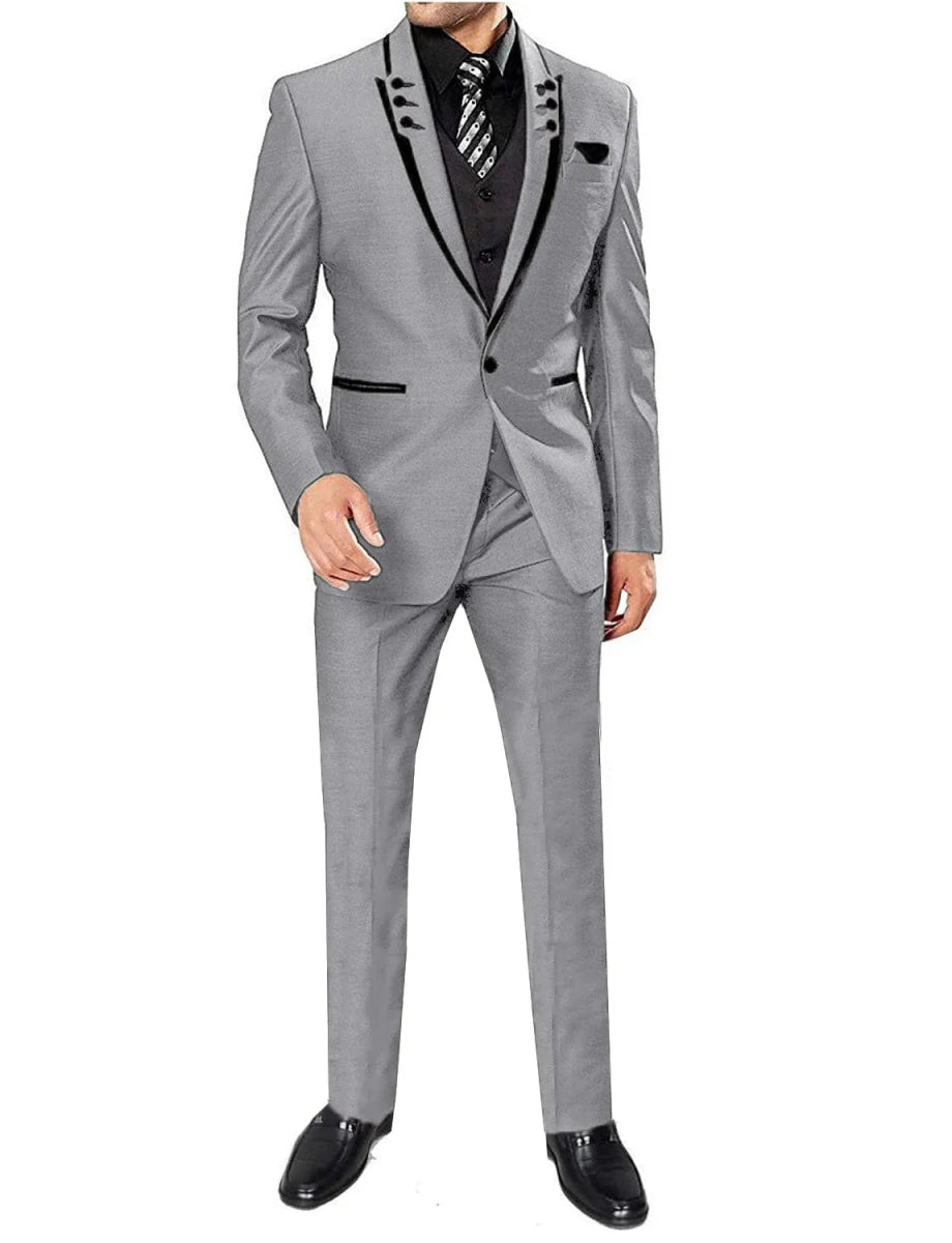 Kromoc Men's 3-Piece Skinny Fit Suit by SHOWLU FASHION STORE, cotton wool tuxedo with jacket, pants, and vest for business or wedding.