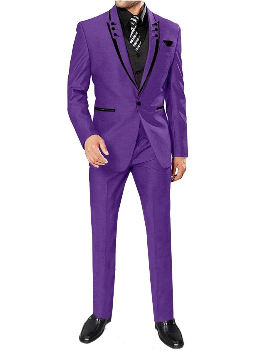 Kromoc Men's 3-Piece Skinny Fit Suit by SHOWLU FASHION STORE, featuring a cotton wool tuxedo with jacket, pants, and vest for business or wedding.