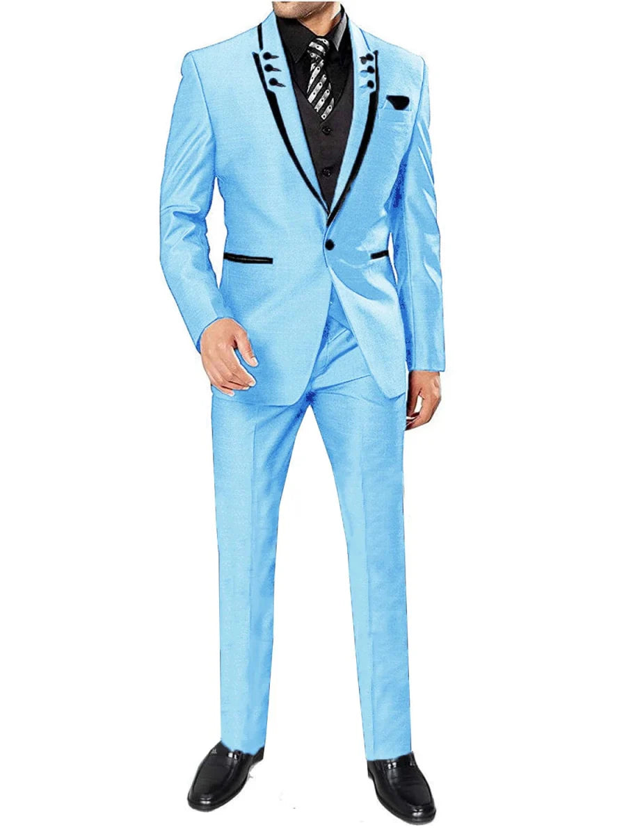 Kromoc men's 3-piece skinny fit suit by SHOWLU FASHION STORE, includes tuxedo jacket, vest, and pants for business or wedding occasions.