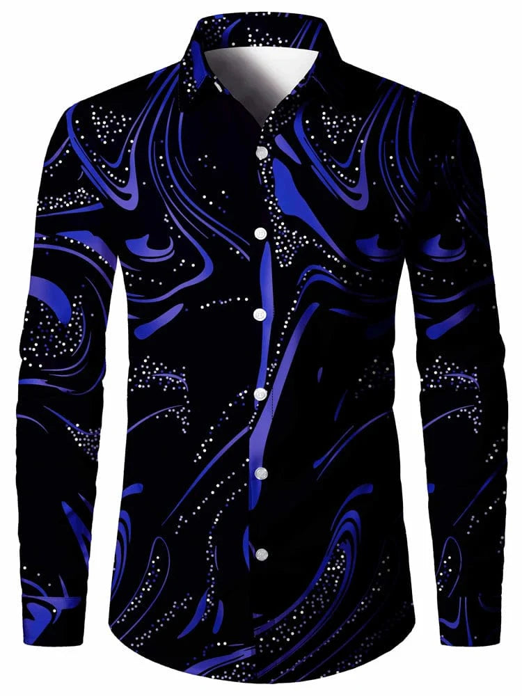 Men's 3D textured printed casual shirt by SHOWLU FASHION STORE, long sleeve autumn top with buttoned design and versatile lapel style.