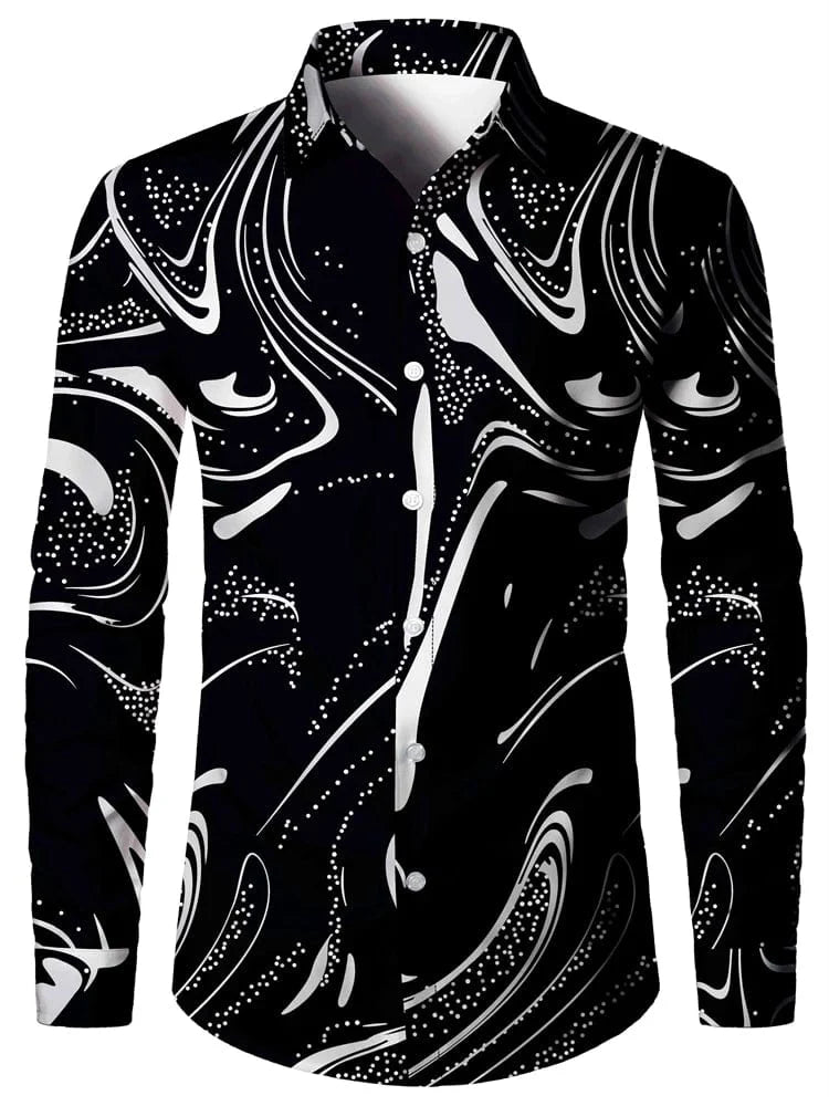 Men's 3D textured printed casual shirt by SHOWLU FASHION STORE, long sleeve autumn top with button closure and versatile lapel design.