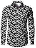 Men's 3D textured printed casual shirt with long sleeves, buttoned front, and lapel collar, ideal for autumn fashion.