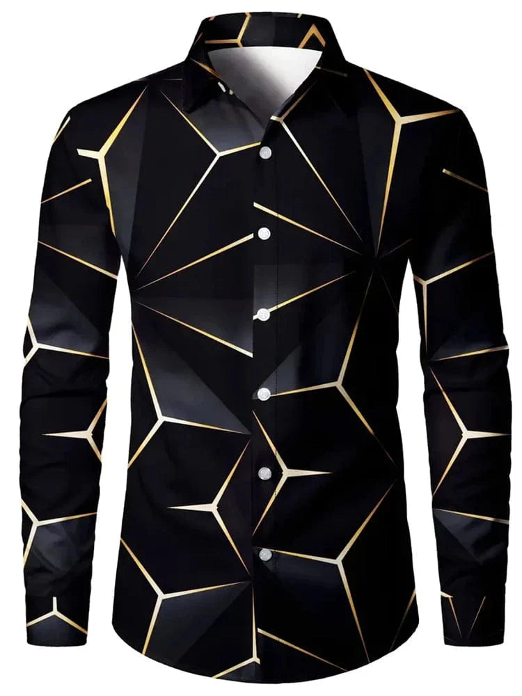 Men's 3D textured printed casual shirt by SHOWLU FASHION STORE, long sleeve autumn top with button closure and versatile lapel design.