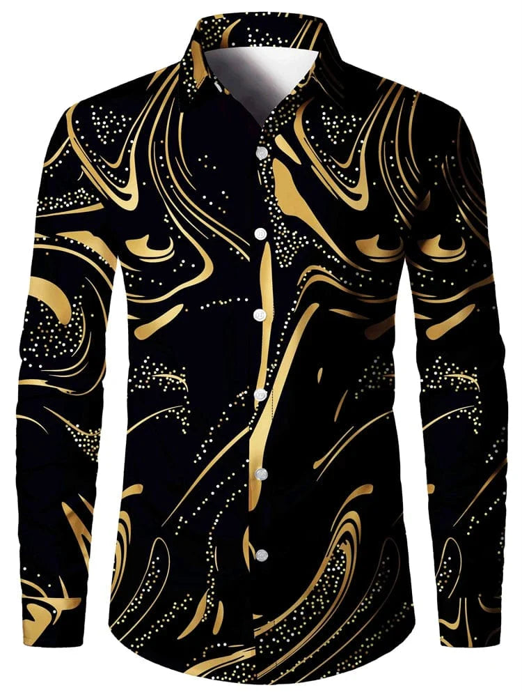 Men's 3D textured printed casual shirt by SHOWLU FASHION STORE, long sleeve autumn top with button closure and versatile lapel design.