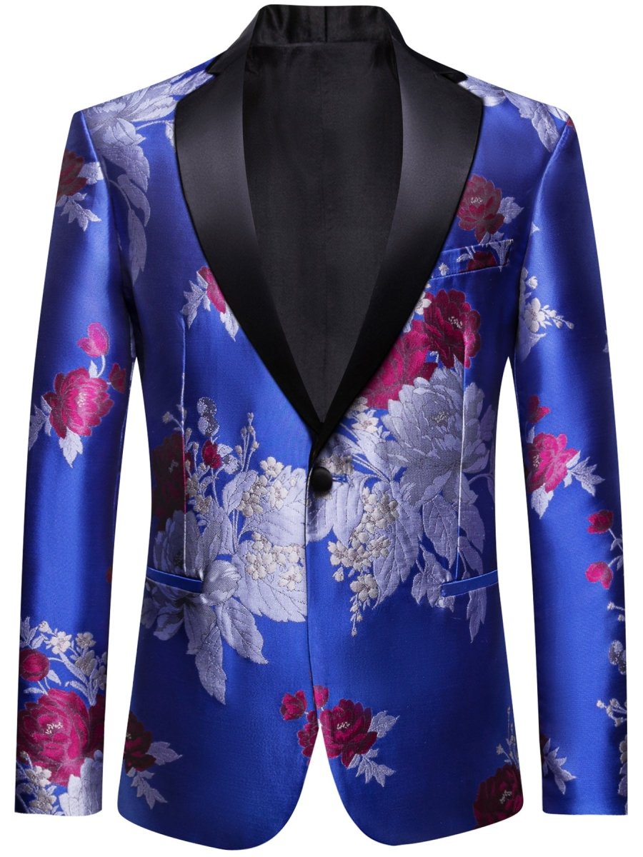 Men's blue chamois blazer by SHOWLU FASHION, regular fit solid suit jacket ideal for weddings, parties, and formal occasions.