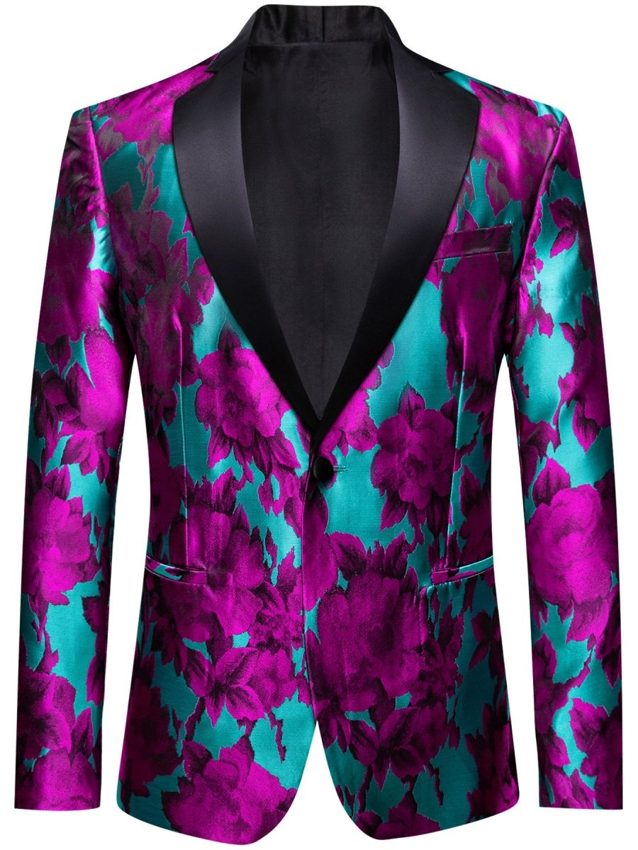 Blue men's chamois blazer by SHOWLU FASHION, regular fit solid suit jacket, suitable for weddings, parties, and formal events.