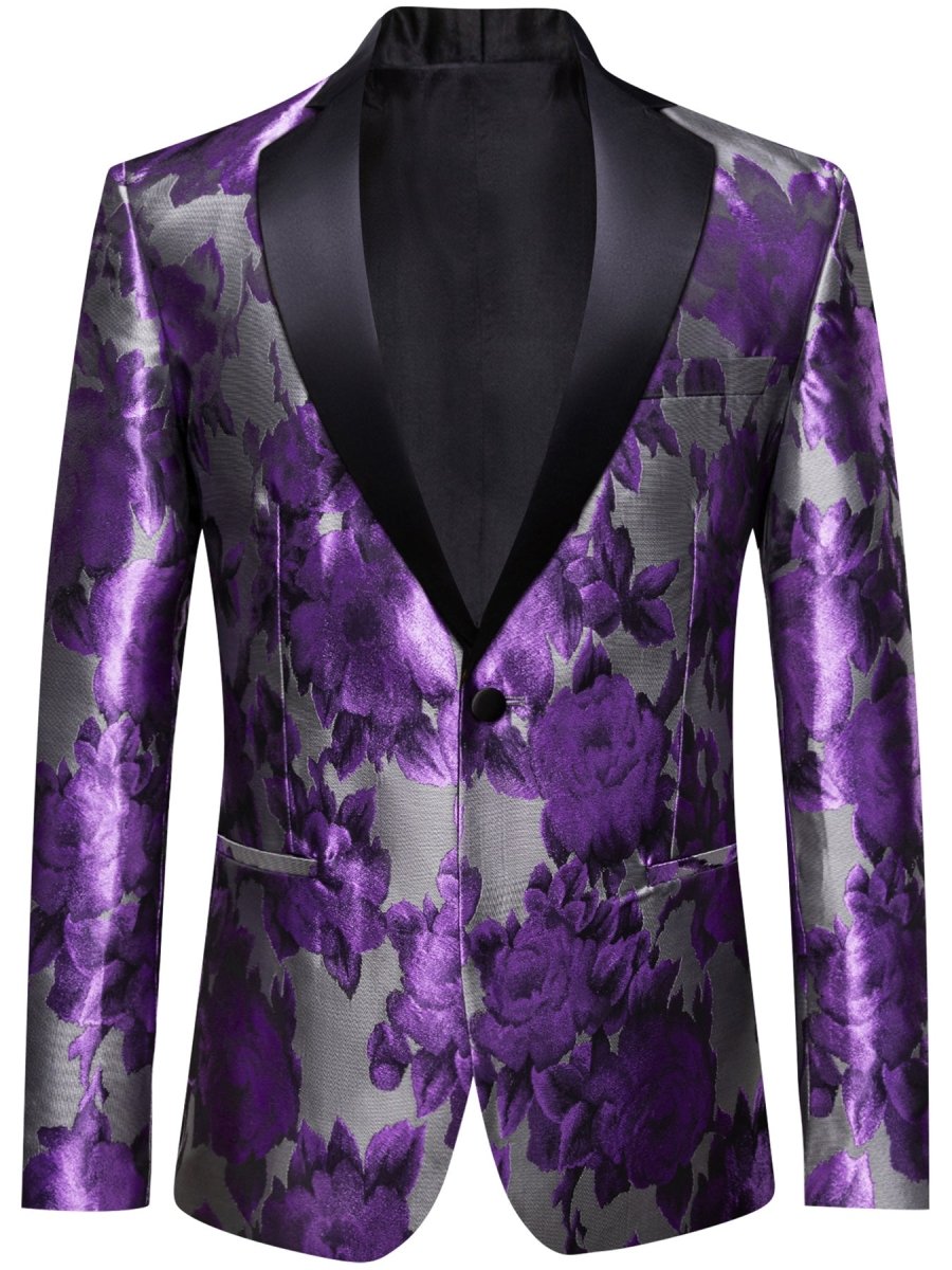 Blue men's chamois blazer by SHOWLU FASHION, regular fit solid suit jacket for formal events and parties.