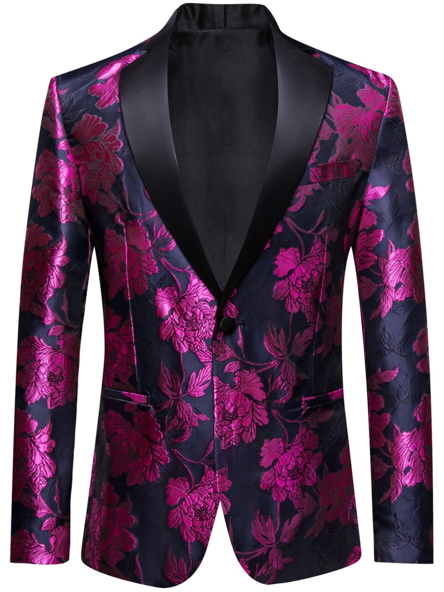 Blue men's chamois blazer by SHOWLU FASHION, regular fit solid suit jacket for wedding, party, or prom occasions.