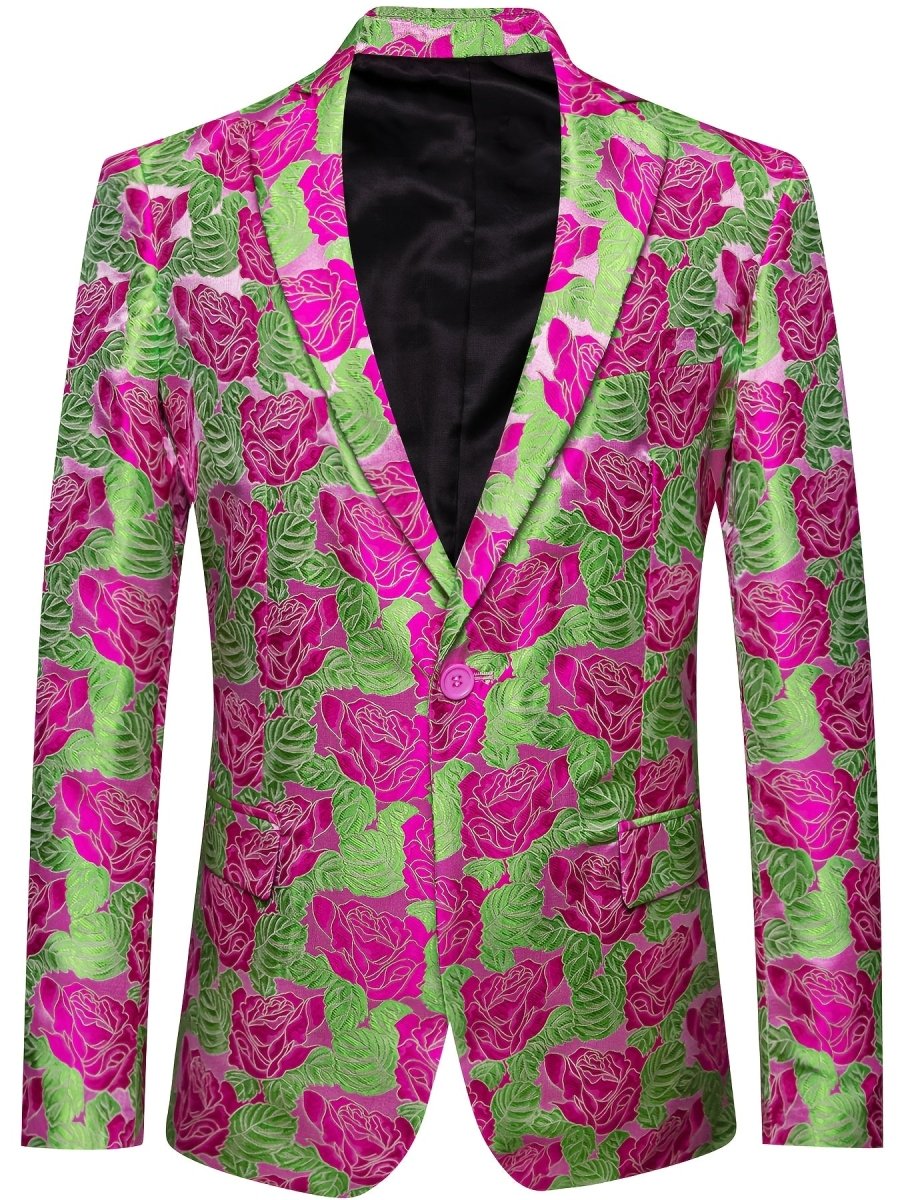 Men's floral slim fit blazer by SHOWLU FASHION STORE, stylish paisley tuxedo jacket for dinner parties, proms, and weddings.