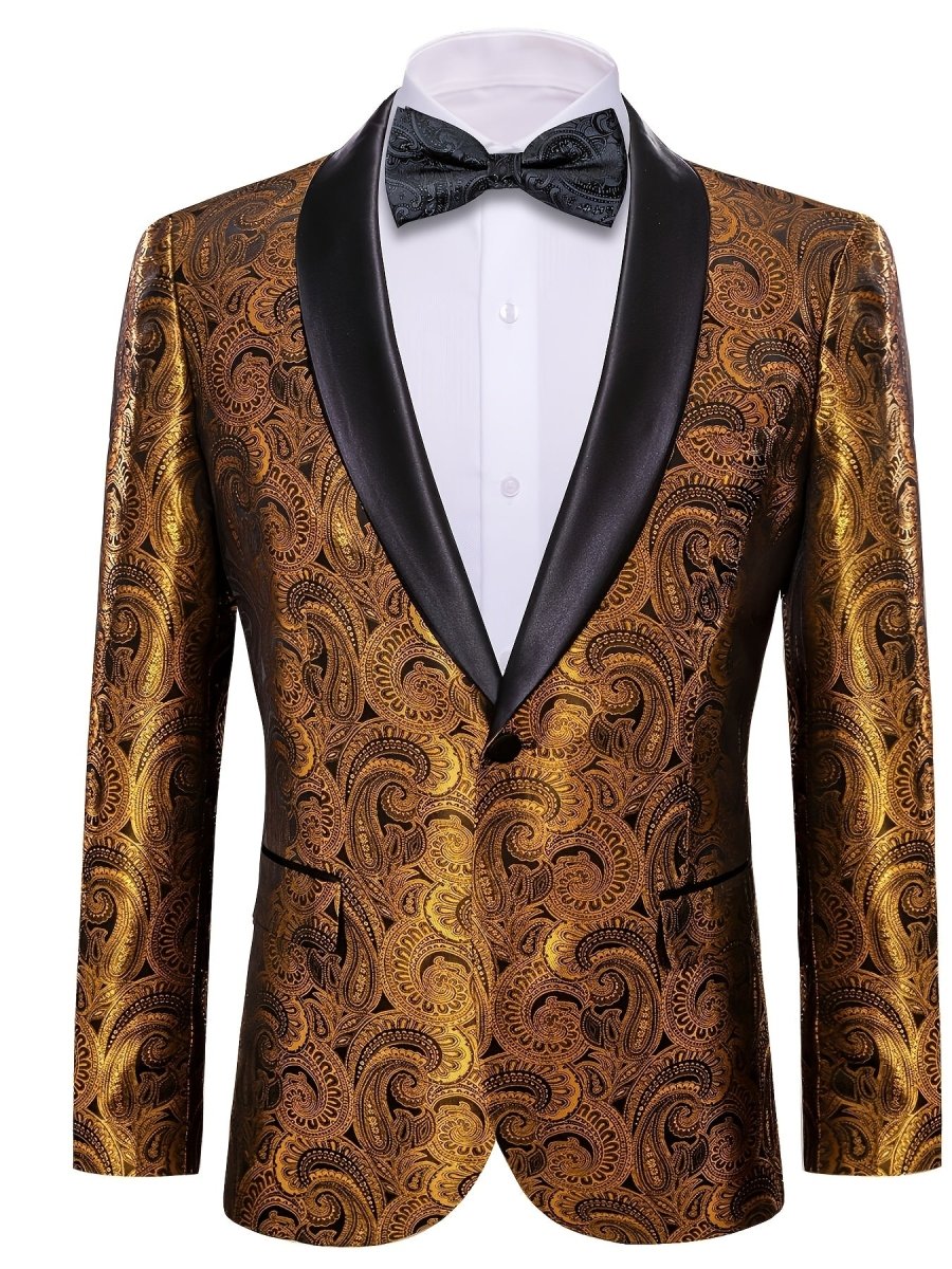 Men's floral slim fit blazer by SHOWLU FASHION STORE, elegant paisley tuxedo jacket perfect for dinner parties and weddings.