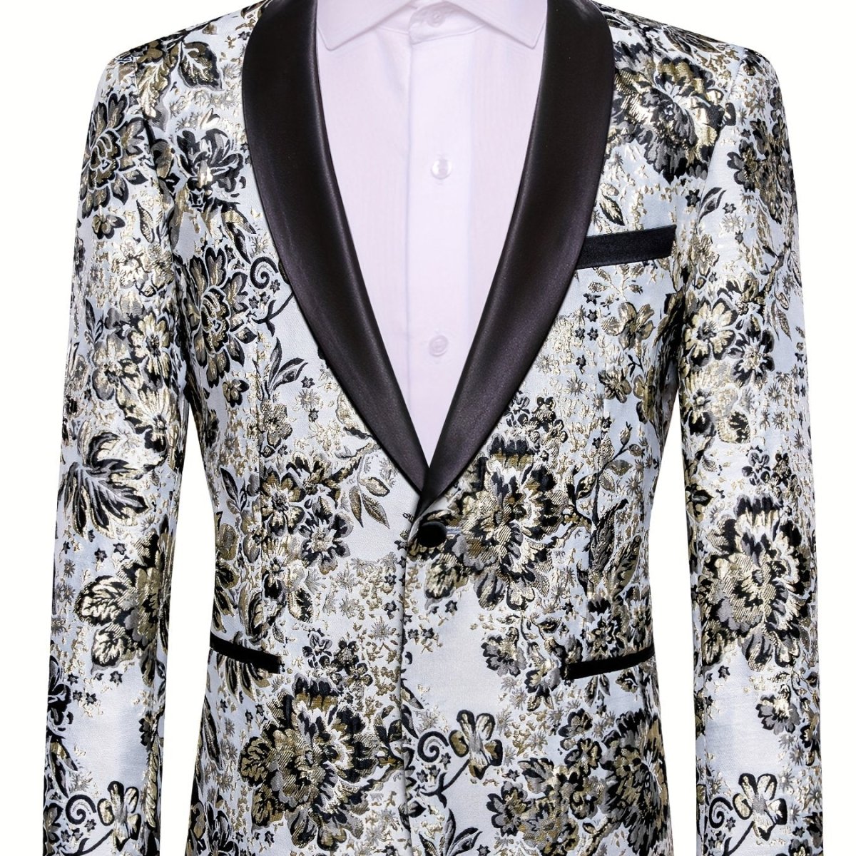 Men's floral slim fit blazer by SHOWLU FASHION STORE featuring elegant paisley design, stylish tuxedo jacket for formal events.