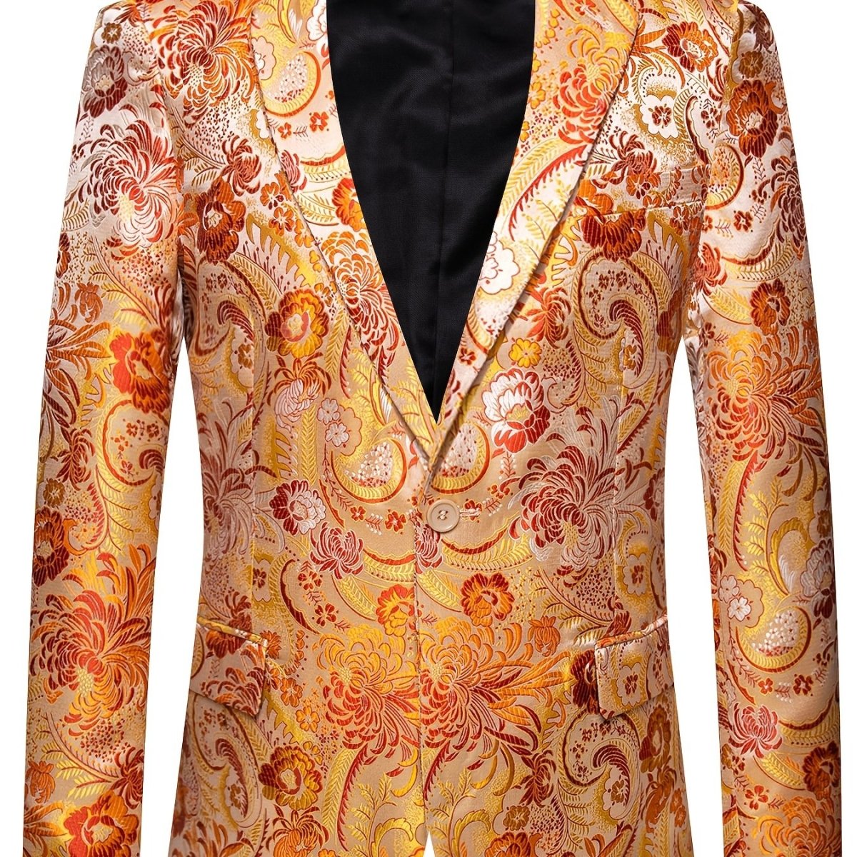 Men's floral slim fit blazer by SHOWLU FASHION STORE, stylish paisley tuxedo jacket for dinner parties, prom, or wedding events.