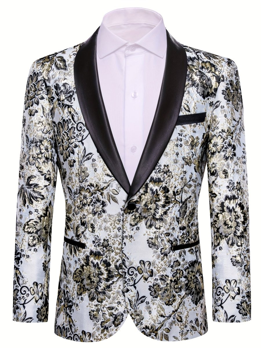 Elegant men's floral slim fit blazer by SHOWLU FASHION, featuring paisley design, perfect for parties, weddings, and formal events.