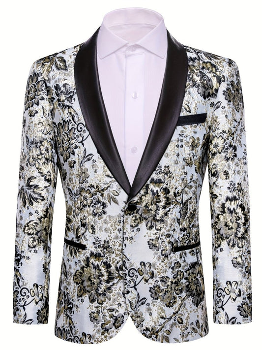 Men'S Blazer Floral Suit Jacket Slim Fit Stylish Blazer for Men Dinner Party Prom Wedding Tuxedo Jacket Single Pieces No Bow Tie No Shirt - SHOWLU FASHION STORE