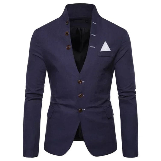 Men's Blazer Multi - button Decoration Casual Stand - up Collar Male Blazer Fashion Slim Solid Color Suit Jacket Dress Stage Party - SHOWLU FASHION STORE