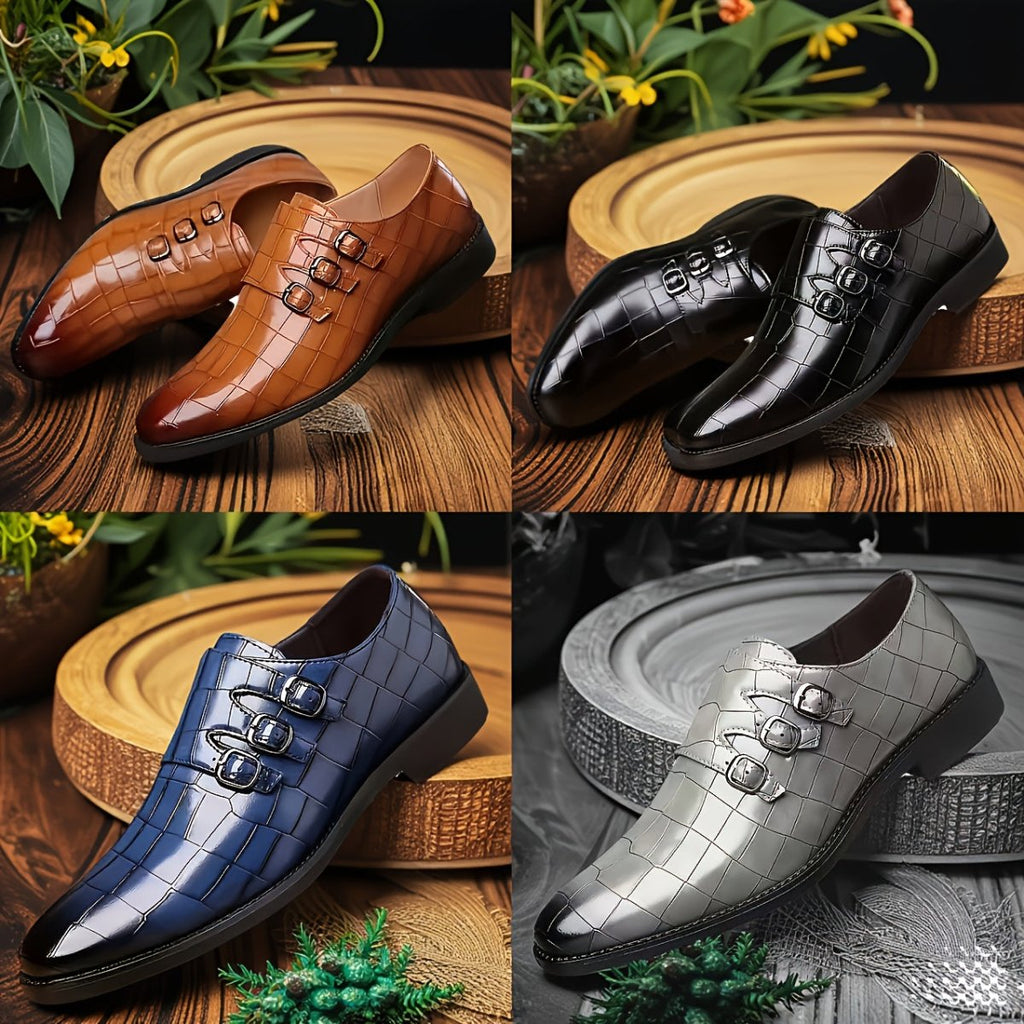 Men's formal business suit shoes by SHOWLU FASHION STORE, pointed toe lace-up Oxfords in sleek black leather.