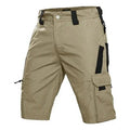 Men's SHOWLU tactical cargo shorts in waterproof camo ripstop fabric, featuring multiple pockets for outdoor hiking and outdoor activities.