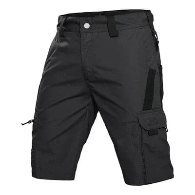 SHOWLU men's tactical cargo shorts in waterproof camouflage ripstop fabric with multiple pockets for outdoor hiking and outdoor activities.