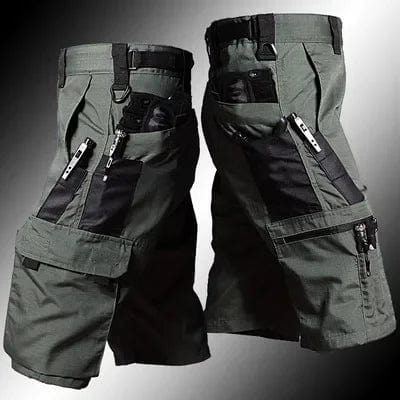 Men's tactical cargo shorts by SHOWLU, waterproof camo ripstop hiking pants with multiple pockets for outdoor adventure.