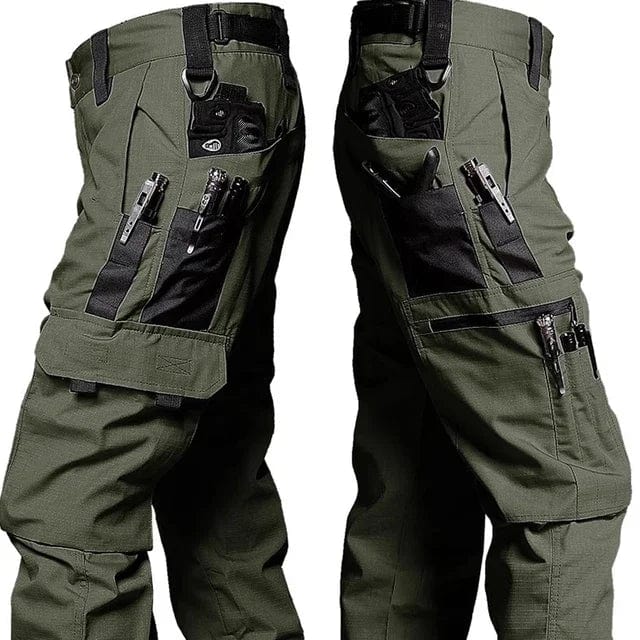 Men's tactical cargo shorts by SHOWLU, waterproof camo ripstop hiking pants with multiple pockets for outdoor adventure.